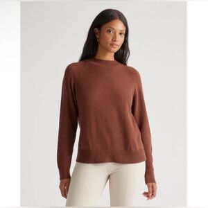 Quince Organic Cotton Cappuccino Mock Neck Fall Women's Pullover Sweater Size M